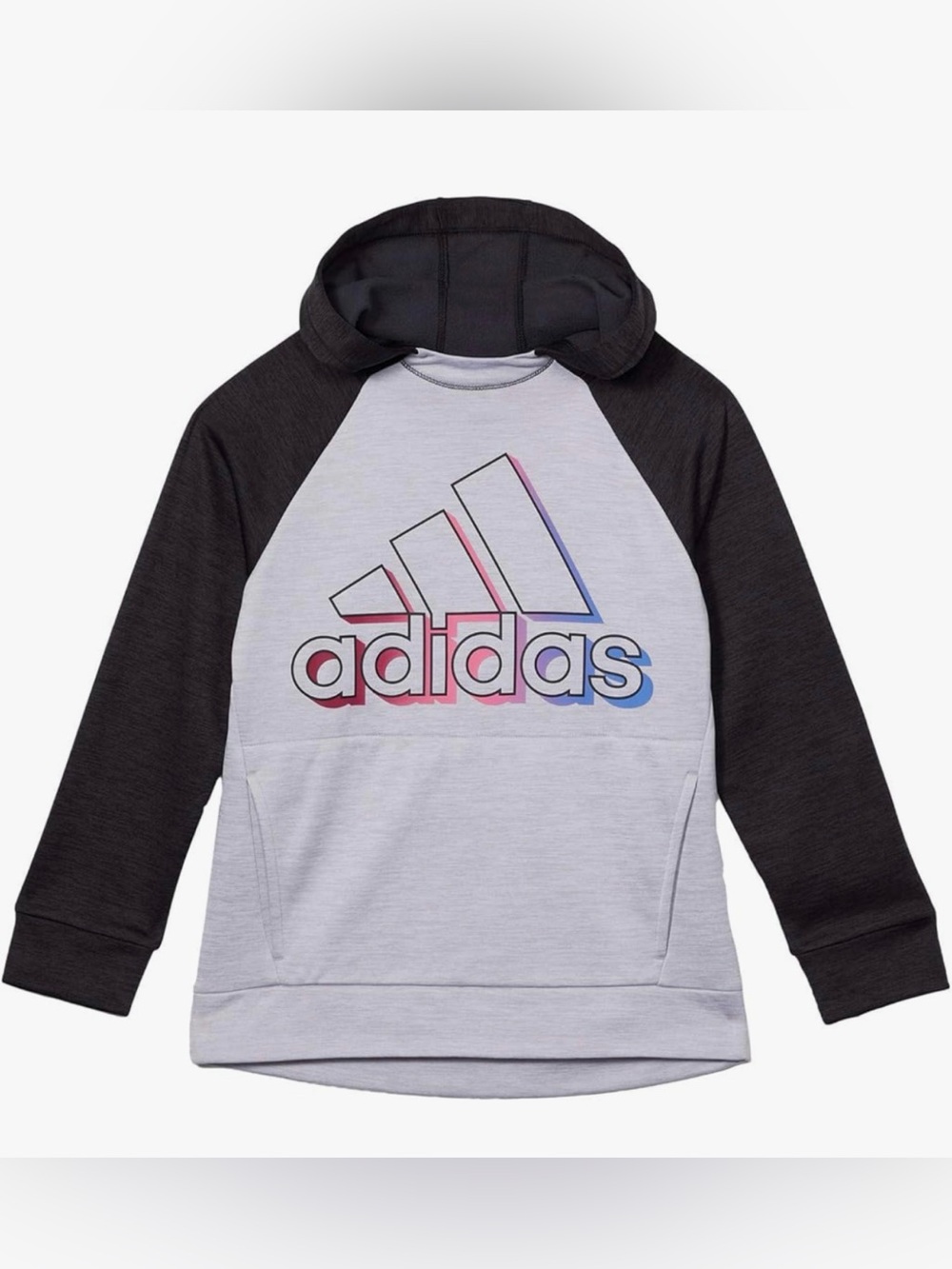 NWT Adidas Girls Hoodie Size Large (girl) Gray Black Pullover Sweatshirt